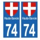 Autocollant sticker 74 Haute-Savoie pour plaque moto autocollant