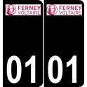 01 Ferney-Voltaire logo autocollant plaque immatriculation auto ville sticker