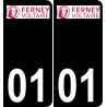 01 Ferney-Voltaire logo autocollant plaque immatriculation auto ville sticker
