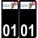 01 Gex logo autocollant plaque immatriculation auto ville sticker
