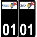 01 Gex logo autocollant plaque immatriculation auto ville sticker
