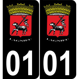 01 Lagnieu logotipo de la etiqueta engomada de la placa de registro de la ciudad