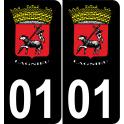 01 Lagnieu logo autocollant plaque immatriculation auto ville sticker