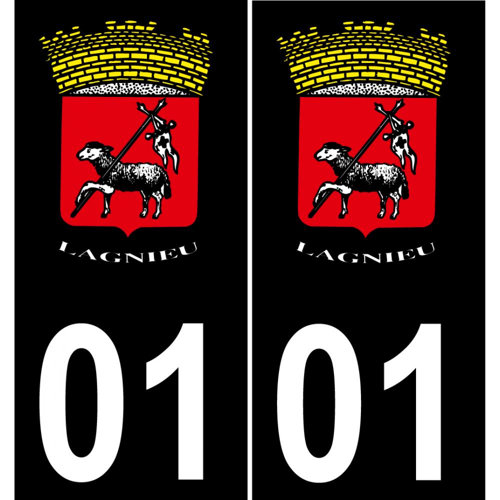 01 Lagnieu logotipo de la etiqueta engomada de la placa de registro de la ciudad