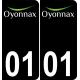 01 Oyonnax logo autocollant plaque immatriculation auto ville sticker