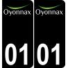 01 Oyonnax logo autocollant plaque immatriculation auto ville sticker