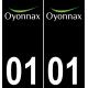 01 Oyonnax logo autocollant plaque immatriculation auto ville sticker