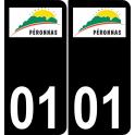 01 Péronnas logo autocollant plaque immatriculation auto ville sticker