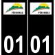 01 Péronnas logo autocollant plaque immatriculation auto ville sticker