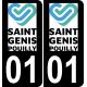01 Saint-Genis-Pouilly logotipo de la etiqueta engomada de la placa de registro de la ciudad
