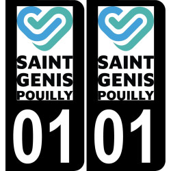 01 Saint-Genis-Pouilly logotipo de la etiqueta engomada de la placa de registro de la ciudad
