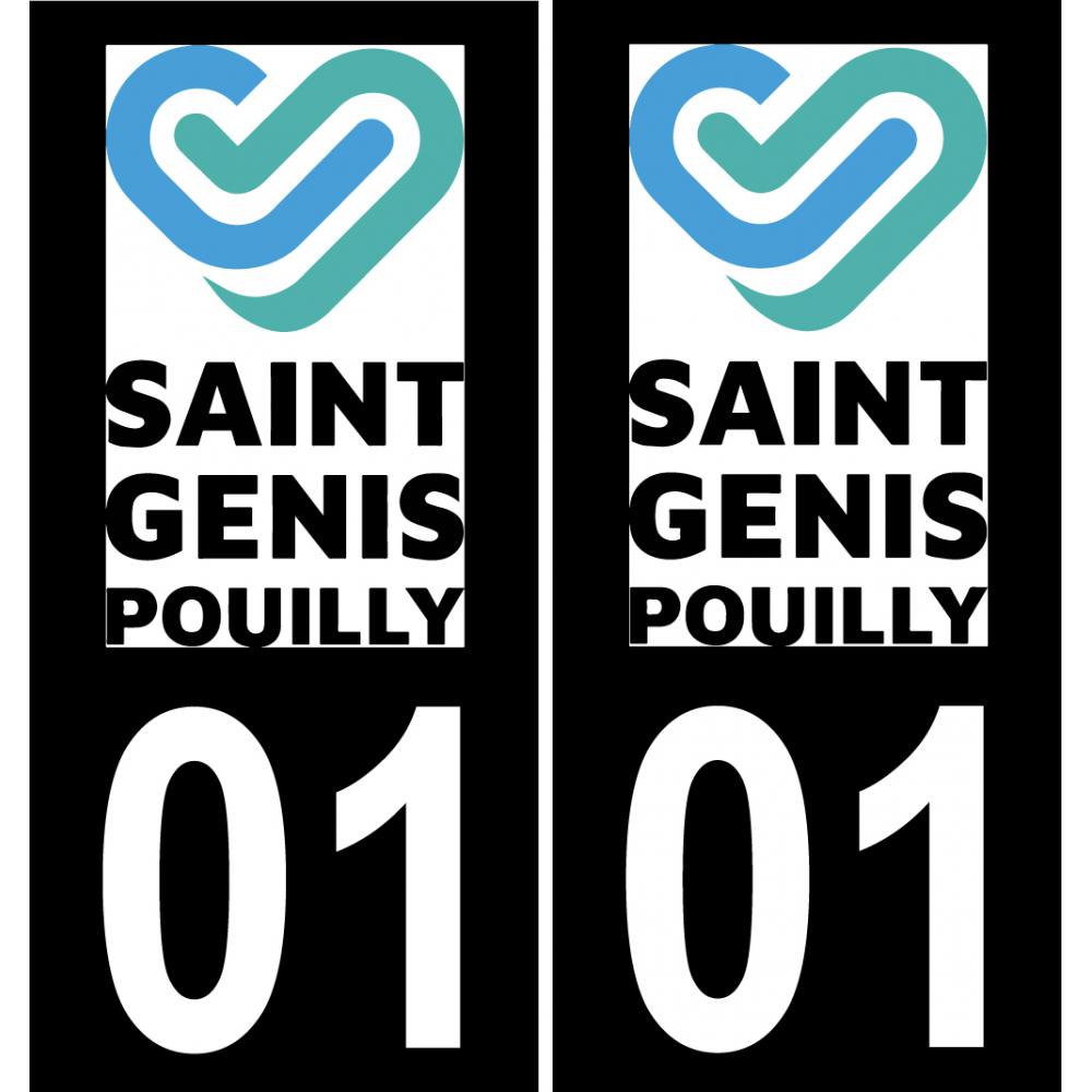 01 Saint-Genis-Pouilly logotipo de la etiqueta engomada de la placa de registro de la ciudad