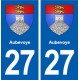 27 de Aubevoye escudo de armas de la etiqueta engomada de la placa de pegatinas de la ciudad