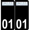 01 Trévoux logo autocollant plaque immatriculation auto ville sticker