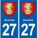 27 Beuzeville escudo de armas de la etiqueta engomada de la placa de pegatinas de la ciudad