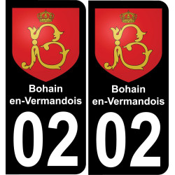 02 Bohain-en-Vermandois placa etiqueta de registro de la ciudad