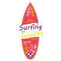 Surf planche "i'm surfing on waves" rouge Gironde département mer océan autocollant sticker logo3