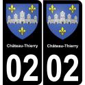 02 Château-Thierry autocollant sticker plaque immatriculation auto ville