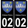 02 Château-Thierry autocollant sticker plaque immatriculation auto ville