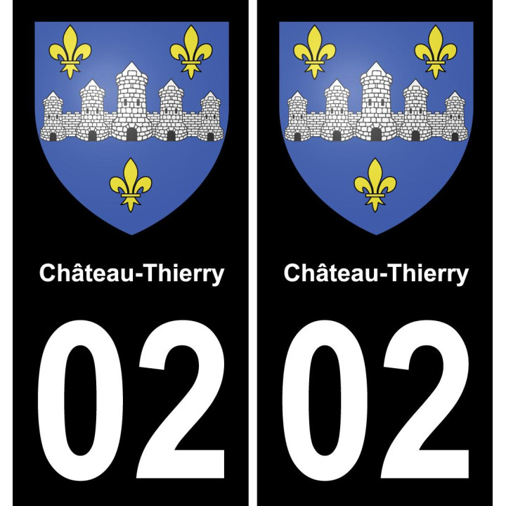02 Château-Thierry autocollant sticker plaque immatriculation auto ville
