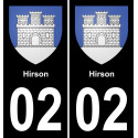 02 Hirson autocollant sticker plaque immatriculation auto ville