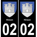 02 Hirson autocollant sticker plaque immatriculation auto ville fond noir