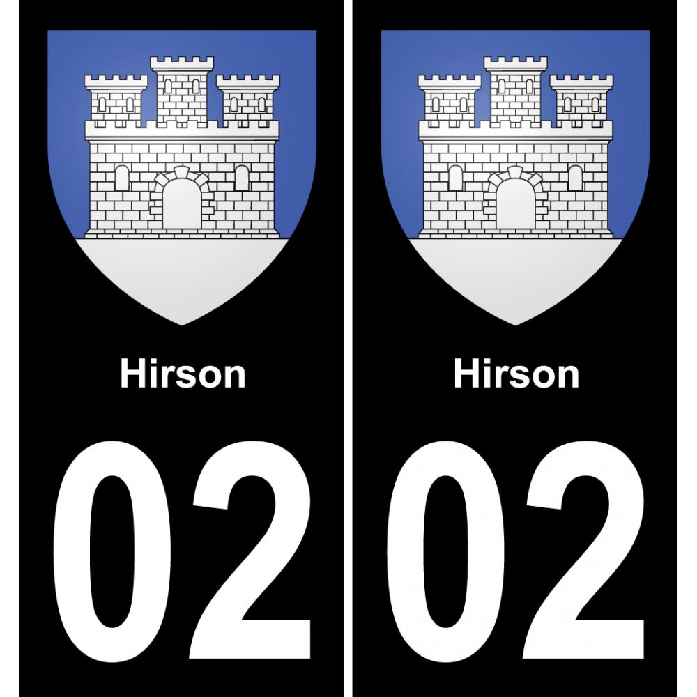 02 Hirson autocollant sticker plaque immatriculation auto ville
