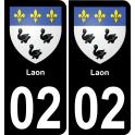 02 Laon autocollant sticker plaque immatriculation auto ville