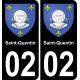 02 Saint-Quentinautocollant sticker plaque immatriculation auto ville