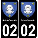 02 Saint-Quentinautocollant sticker plaque immatriculation auto ville