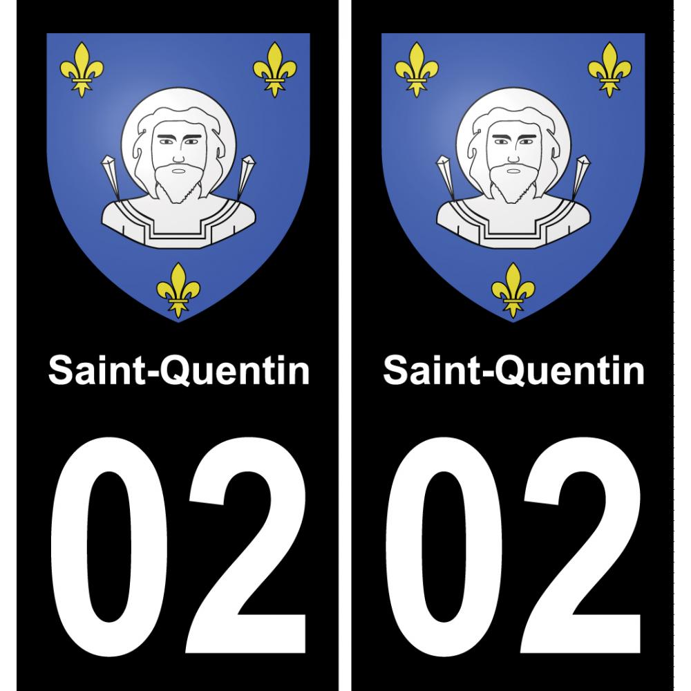 02 Saint-Quentinautocollant sticker plaque immatriculation auto ville