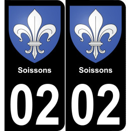 02 Soissons autocollant sticker plaque immatriculation auto ville