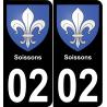02 Soissons placa etiqueta de registro de la ciudad