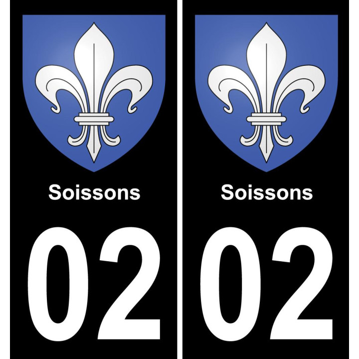 02 Soissons autocollant sticker plaque immatriculation auto ville