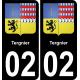 02 Tergnier autocollant sticker plaque immatriculation auto ville