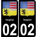 02 Tergnier autocollant sticker plaque immatriculation auto ville