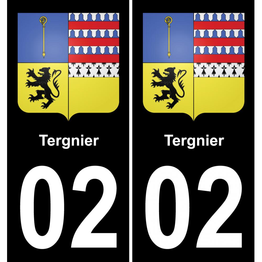 02 Tergnier autocollant sticker plaque immatriculation auto ville