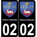 02 Villers-Cotterêts autocollant sticker plaque immatriculation auto ville