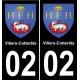 02 Villers-Cotterêts autocollant sticker plaque immatriculation auto ville