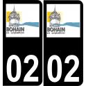 02 Bohain-en-Vermandois logo autocollant plaque immatriculation auto ville sticker