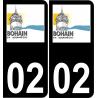 02 Bohain-en-Vermandois logotipo de la etiqueta engomada de la placa de registro de la ciudad
