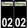 02 Chauny logo autocollant plaque immatriculation auto ville sticker
