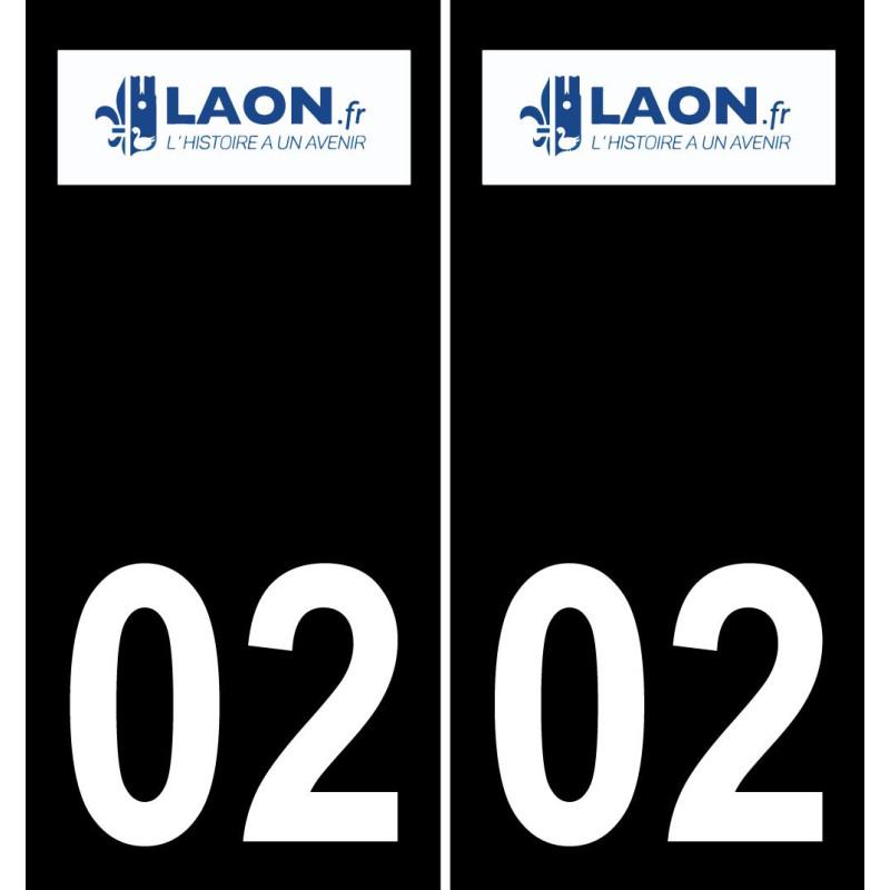 02 Laon logo autocollant plaque immatriculation auto ville sticker