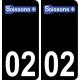 02 Soissons logotipo de la etiqueta engomada de la placa de registro de la ciudad