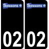 02 Soissons logo autocollant plaque immatriculation auto ville sticker