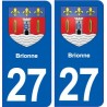 27 Brionne blason autocollant plaque stickers ville