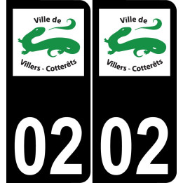 02 Villers-Cotterêts logotipo de la etiqueta engomada de la placa de registro de la ciudad