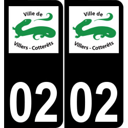 02 Villers-Cotterêts logotipo de la etiqueta engomada de la placa de registro de la ciudad