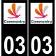 03 Commentry logo autocollant plaque immatriculation auto ville sticker