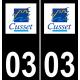 03 Cusset logo autocollant plaque immatriculation auto ville sticker